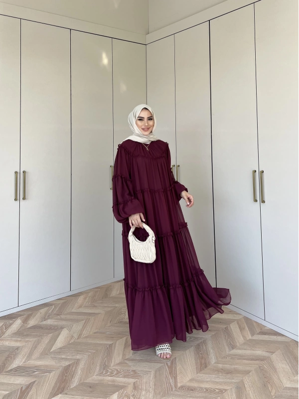 Esso Şifon Elbise - Bordo