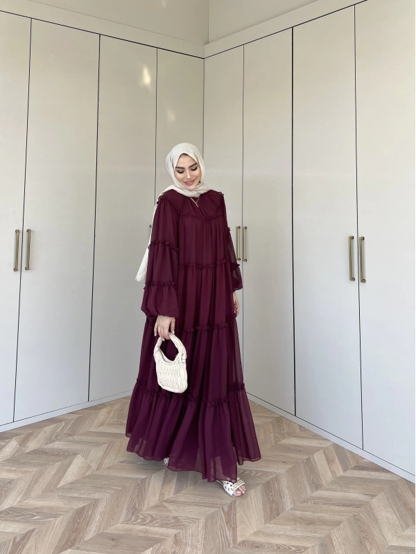 Esso Şifon Elbise - Bordo