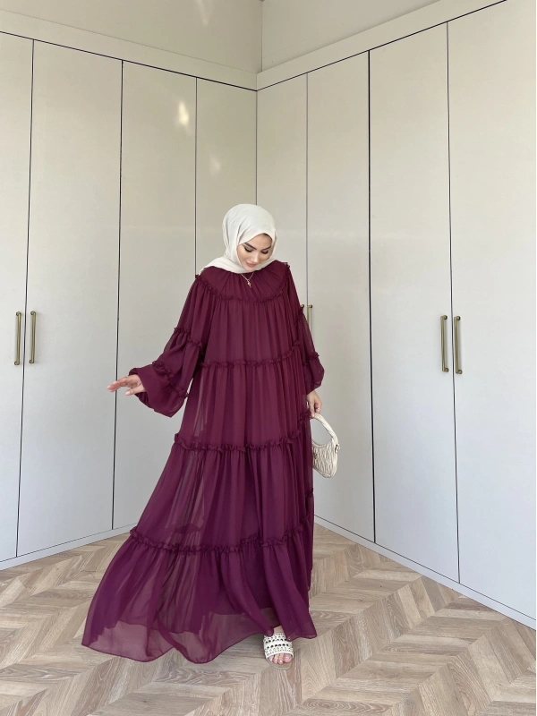 Esso Şifon Elbise - Bordo