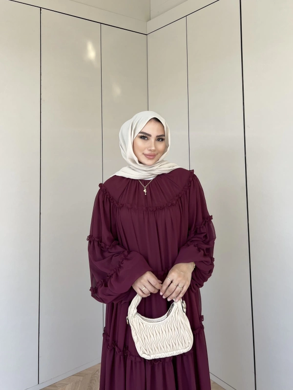 Esso Şifon Elbise - Bordo