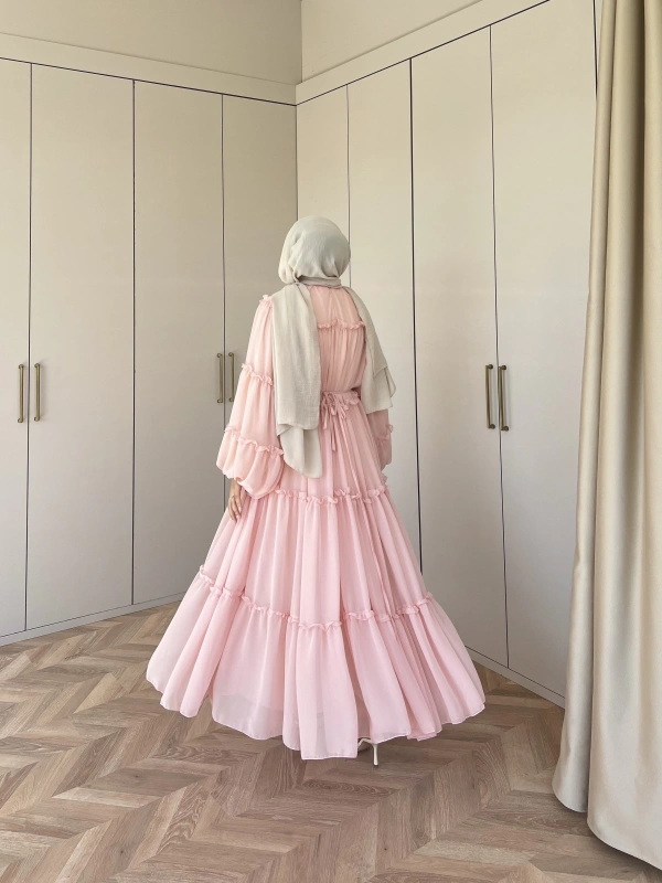 Esso Şifon Elbise - Pudra