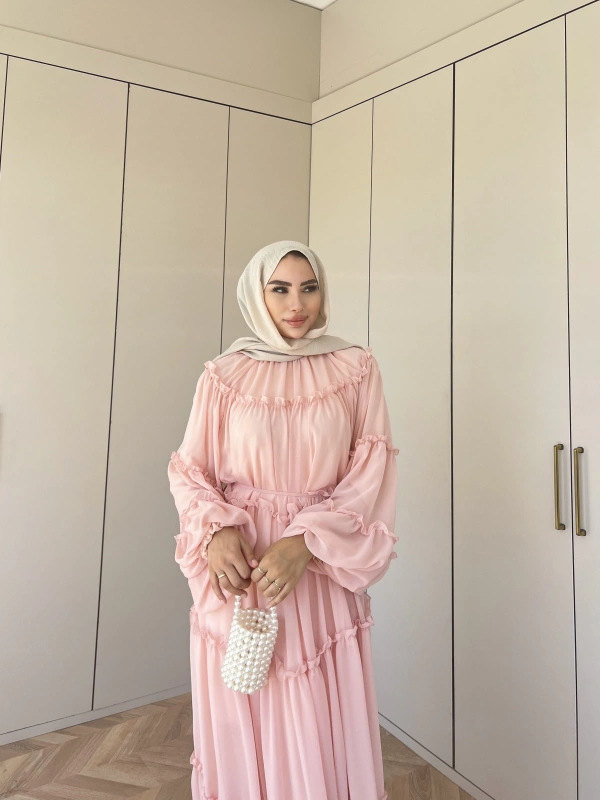 Esso Şifon Elbise - Pudra