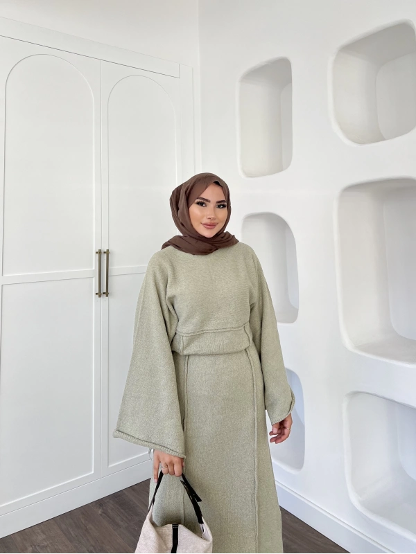 Gaye Keçe Elbise - Yeşil