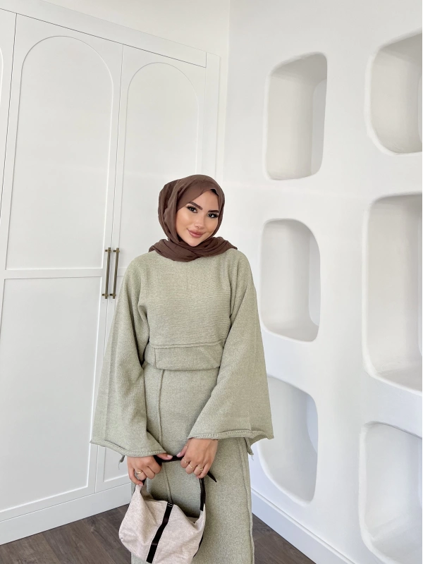 Gaye Keçe Elbise - Yeşil