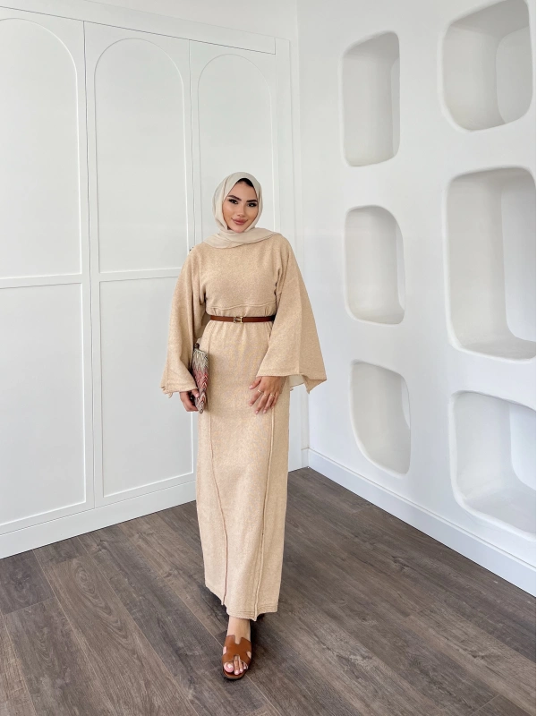 Gaye Keçe Elbise - Bej