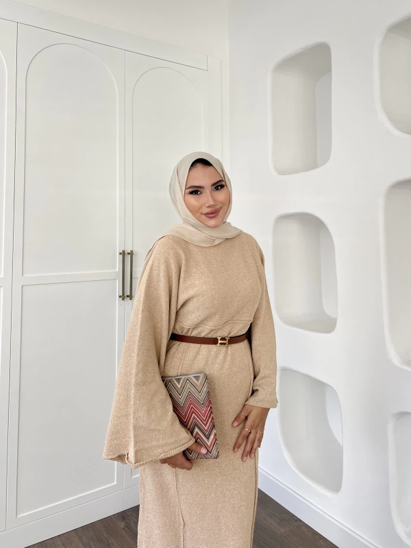 Gaye Keçe Elbise - Bej