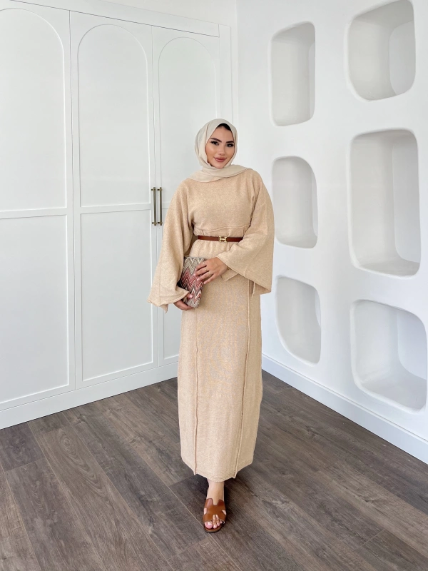 Gaye Keçe Elbise - Bej
