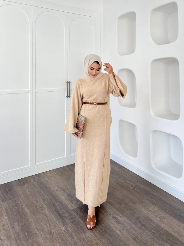 Gaye Keçe Elbise - Bej