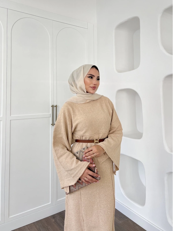 Gaye Keçe Elbise - Bej