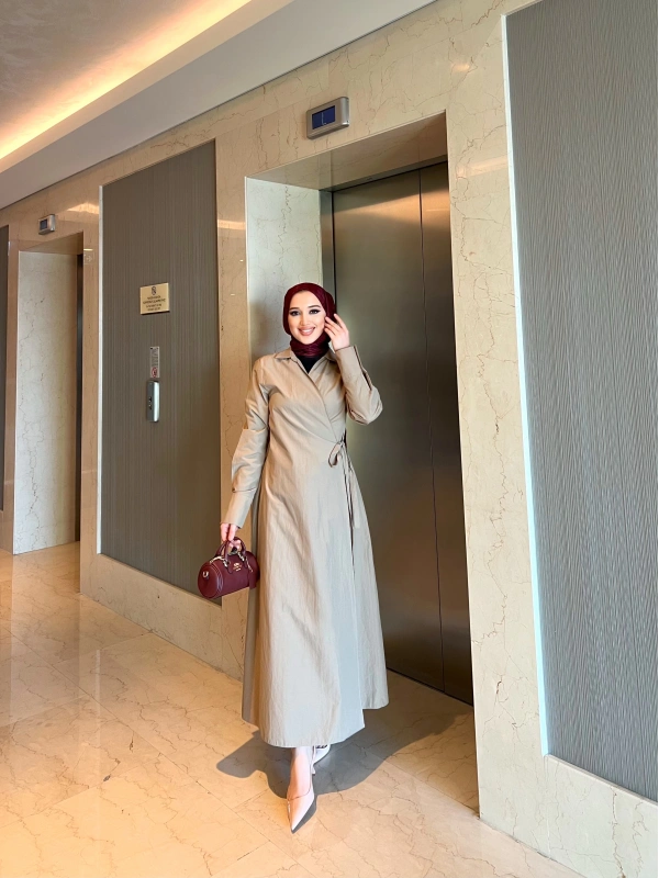 Havas Çapraz Elbise - Sütlü Kahve