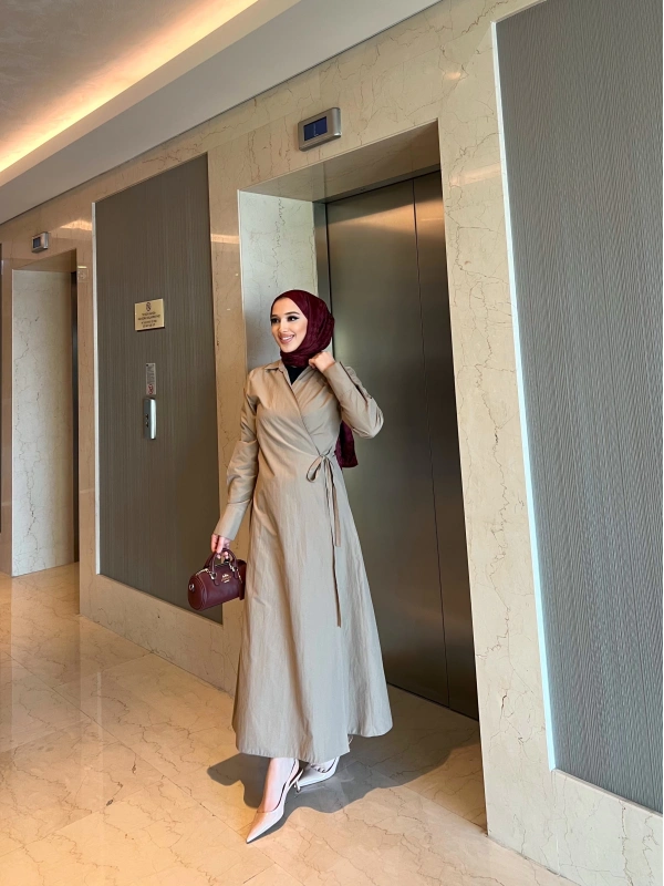 Havas Çapraz Elbise - Sütlü Kahve