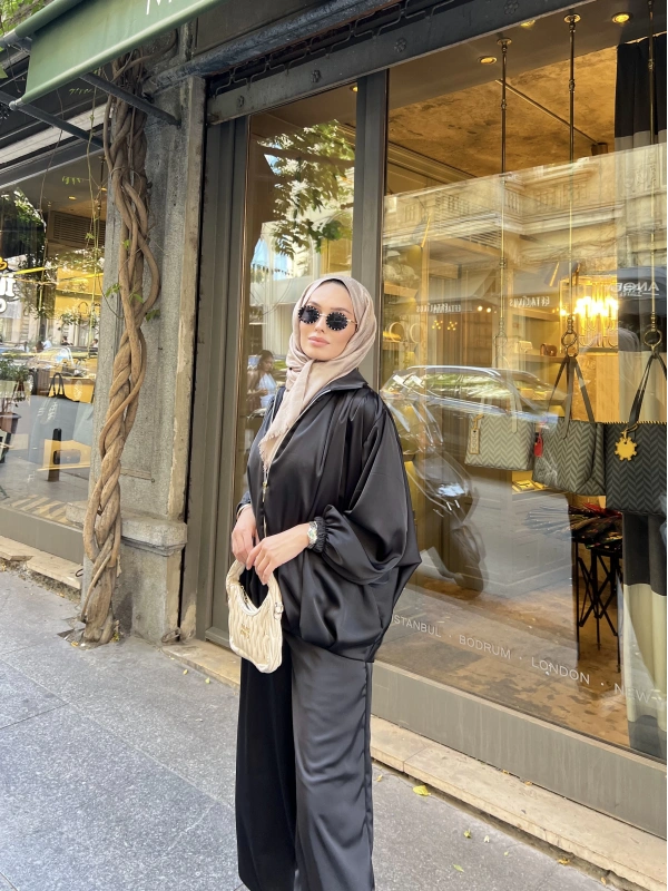 İdil Saten Takım - Siyah