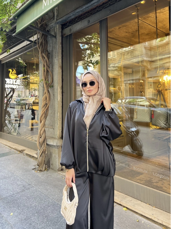 İdil Saten Takım - Siyah