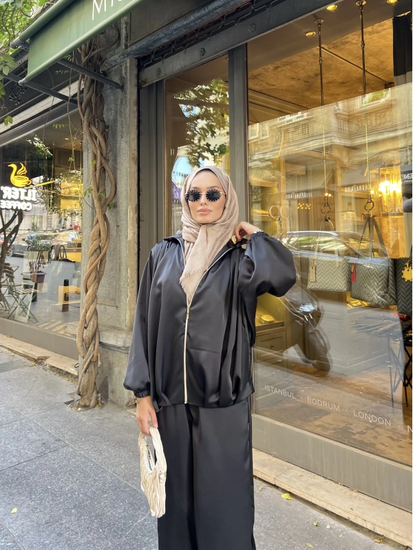 İdil Saten Takım - Siyah