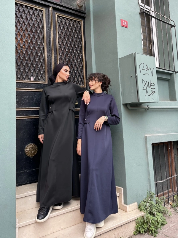 Kamelya Scuba Elbise Siyah