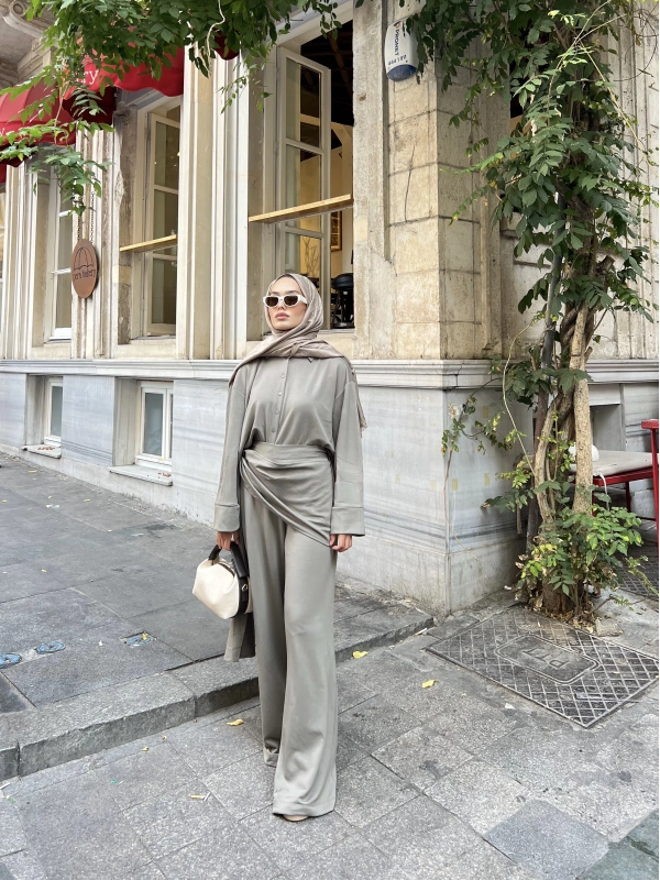 Lale Belden Geçirmeli Oysha Takım - Yeşil