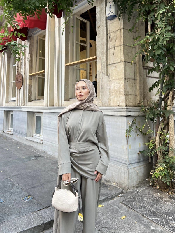 Lale Belden Geçirmeli Oysha Takım - Yeşil