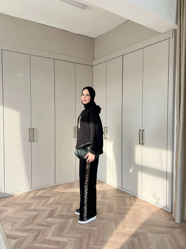 Leopar desen Takım - Siyah