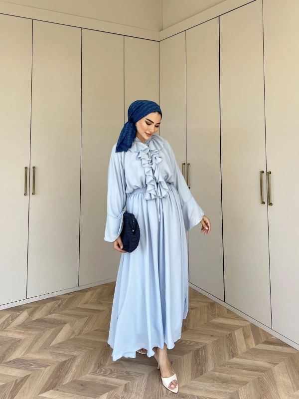 Lila Şifon Elbise - Mavi