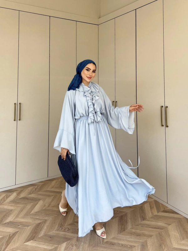 Lila Şifon Elbise - Mavi