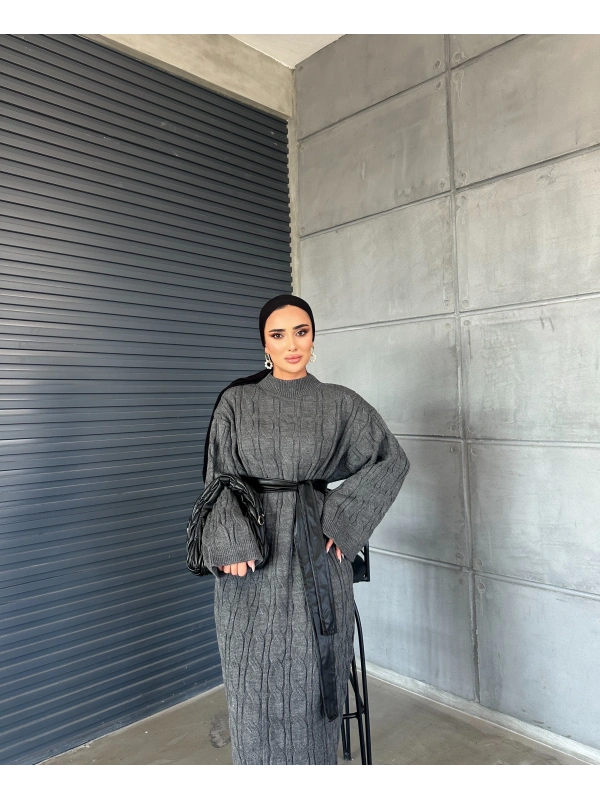 Örme Triko Elbise Antrasit