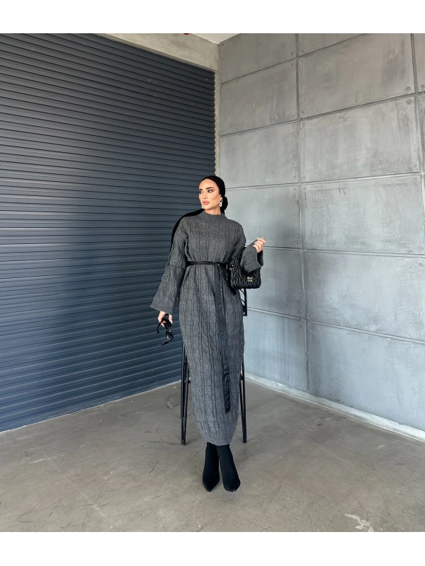 Örme Triko Elbise Antrasit