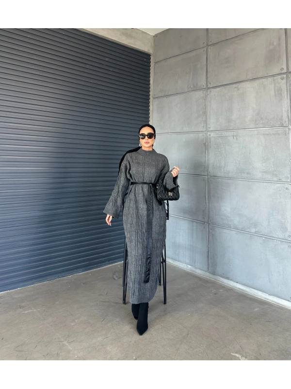 Örme Triko Elbise Antrasit