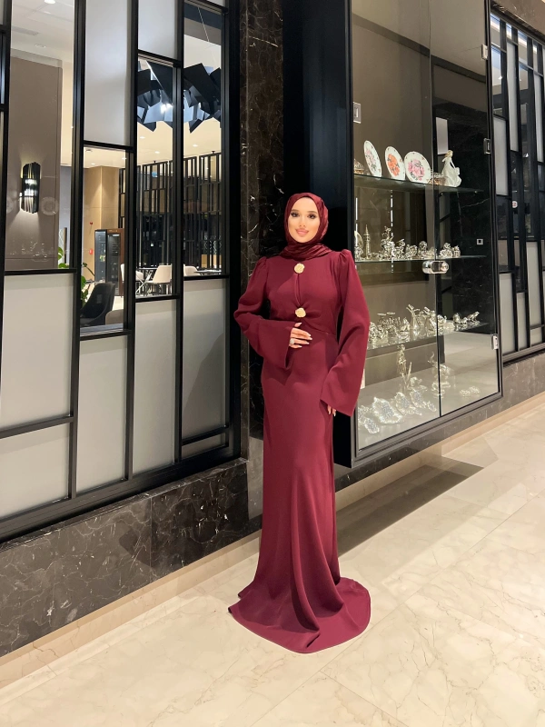 Paris Düz Elbise - Bordo