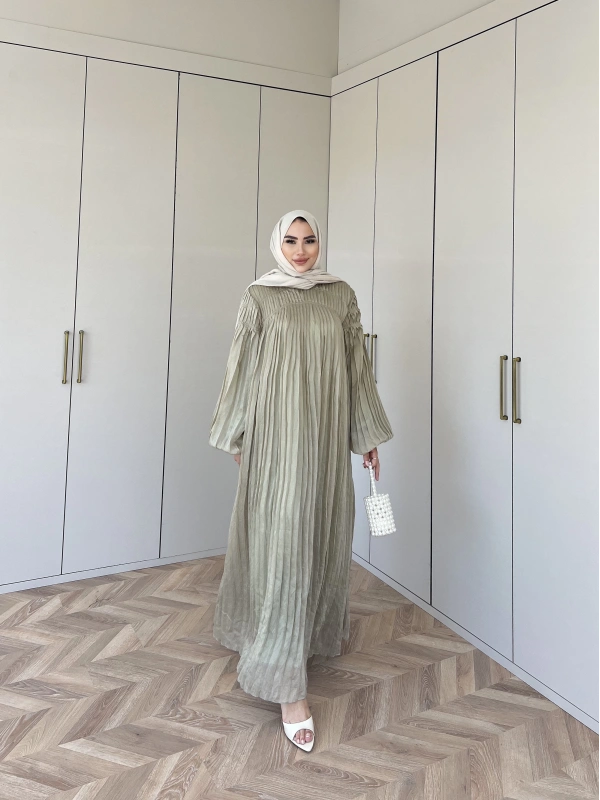 Pelin Piliseli Elbise - Yeşil