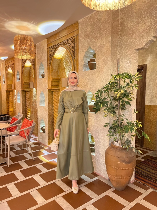 Selvi Deri Elbise - Yeşil