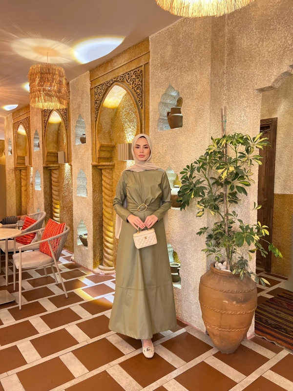 Selvi Deri Elbise - Yeşil