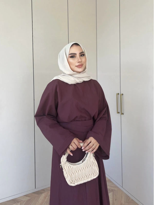 Venessa Düğme Detaylı Etek Takım - Bordo