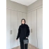Lale Atkılı Triko Takım - Siyah