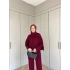 Lale Atkılı Triko Takım - Bordo
