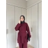 Vadi Düğmeli Takım - Bordo