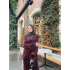 Quva Kol Detayı Kürk Takım - Bordo