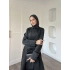 Alev Düğmeli Elbise -Siyah
