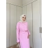 Asil Yan Detaylı Elbise - Pembe
