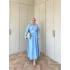 Begonya Bel Bağlamalı Elbise - Mavi