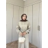Broşlu Aden Elbise - Bej