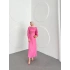 Broşlu Aden Elbise - Pembe