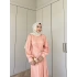 Broşlu Aden Elbise - Somon