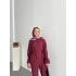 Düğmeli Nur Takım  -Bordo