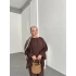 Düğmeli Nur Takım  -Kahve