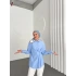 Düğmeli Nurs Gömlek -Mavi