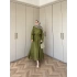 Gül Yandan Bağlamalı Elbise - Haki
