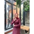 Havas Krep Elbise - Bordo
