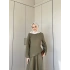 Keten Kırışık Etek Takım - Haki