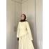 Keten Kırışık Etek Takım - Sarı
