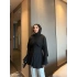 Lata Bel Kısmı Piliseli Gömlek - Siyah